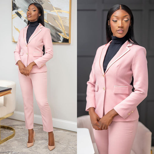 Women Blazer Sets Tailored Lady Hot Pink Pants Suits Prom Formal Guest Wear For Wedding 2 Pieces