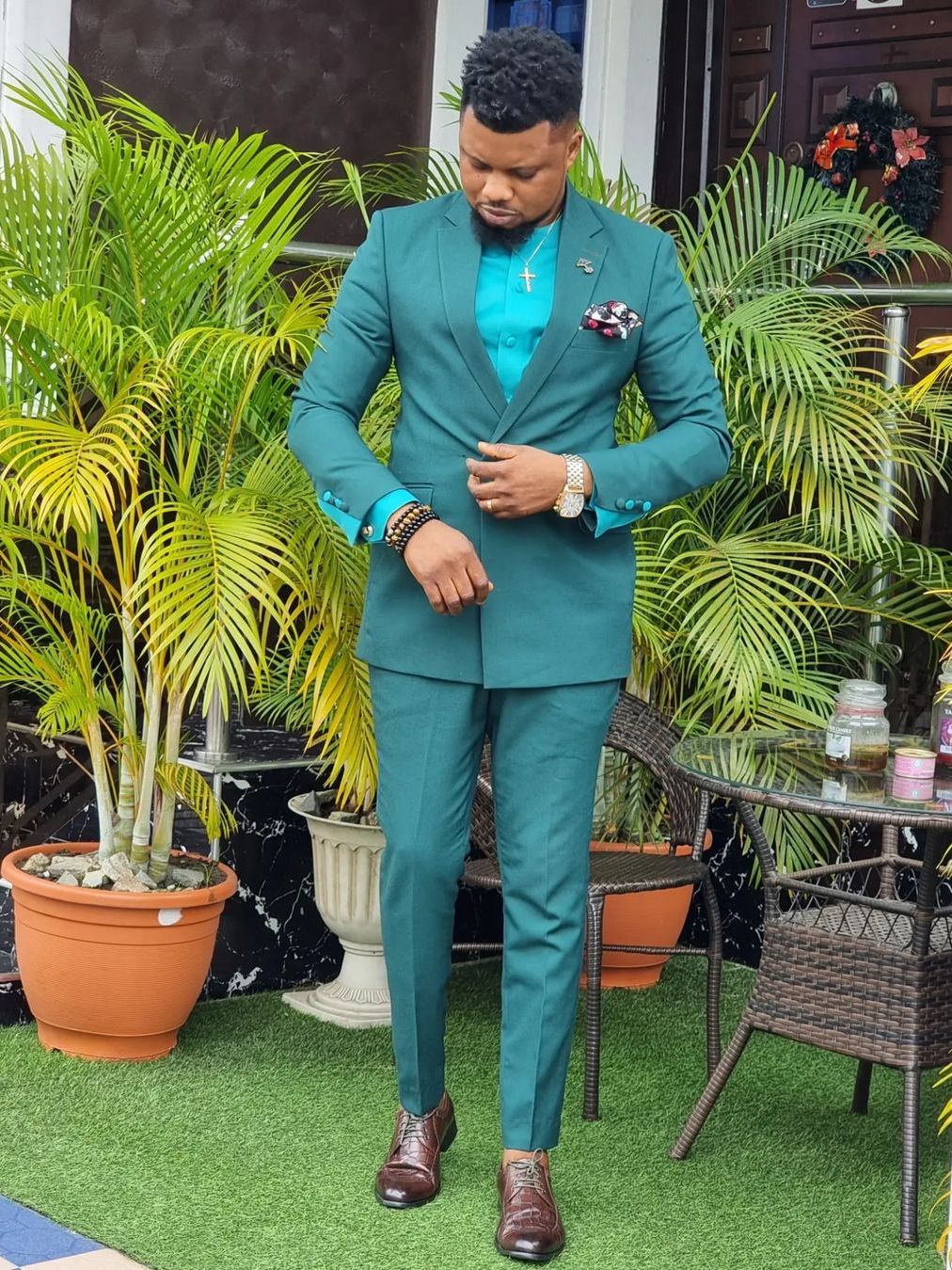 Green Suits For Men Blazer Men Wedding Groom Suit  Prom Dresses Luxury Jacket Slim Fit Blazer Sets 2 Piece