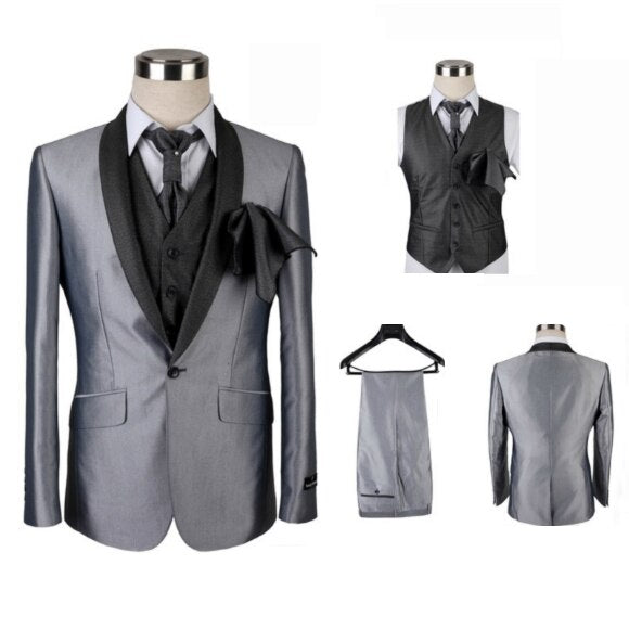 Robes de soirée hommes costume de mariage smokings costume pour mariage bal marié porter Peaky Blinder trois pièces costume (veste + pantalon + gilet) 
