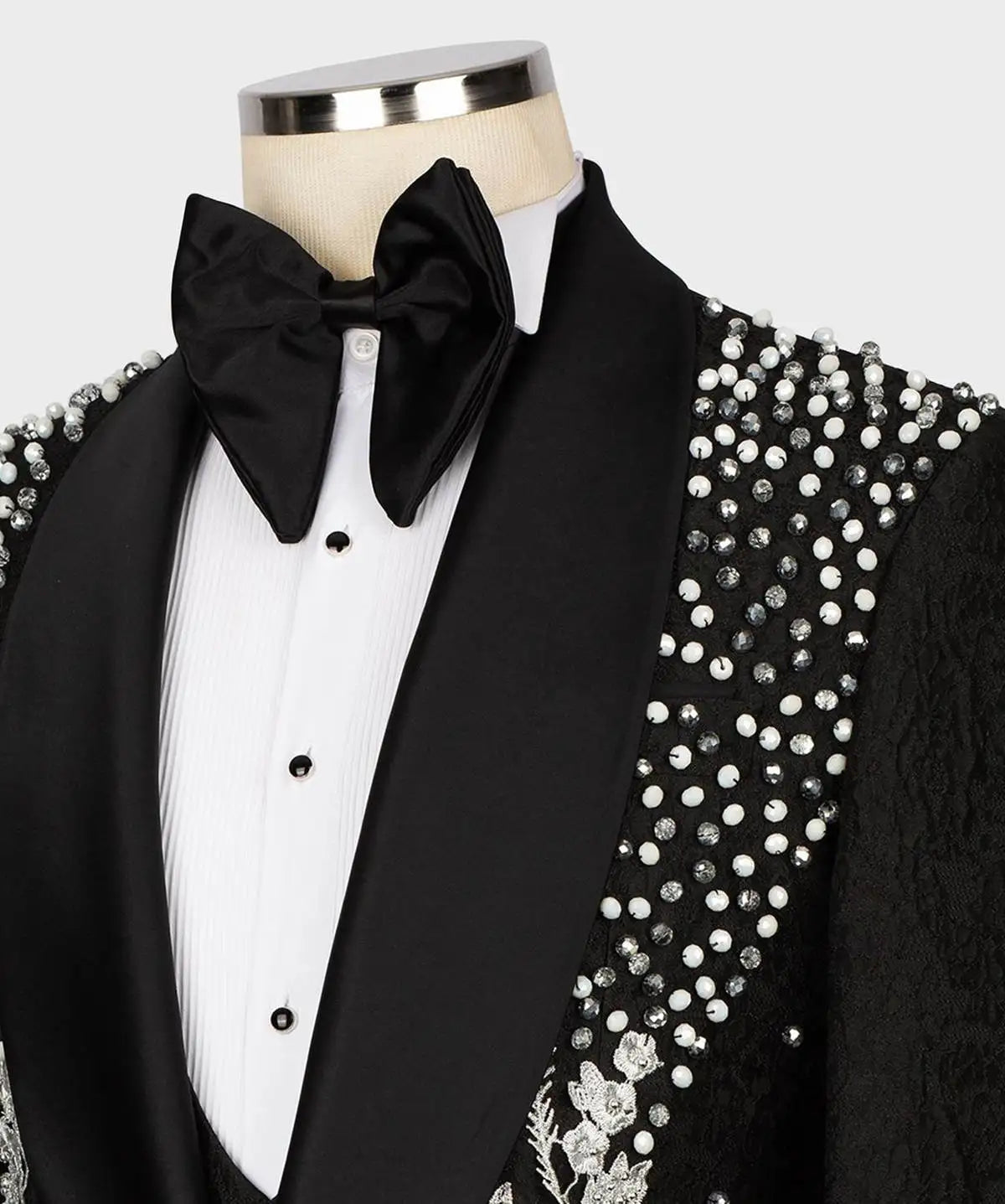 Costume de mariage exquis pour hommes, revers châle, simple boutonnage, perles, appliques, smoking, marié, fête, 2 pièces, blazer, pantalon, personnalisé