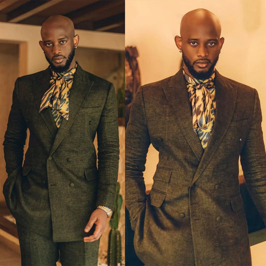 Exquisite Retro Wedding Men Suits Tailor-Made Tuxedo 2 Pieces Slim Fit Jacket Pants Blazer Party Singer Groom Customized