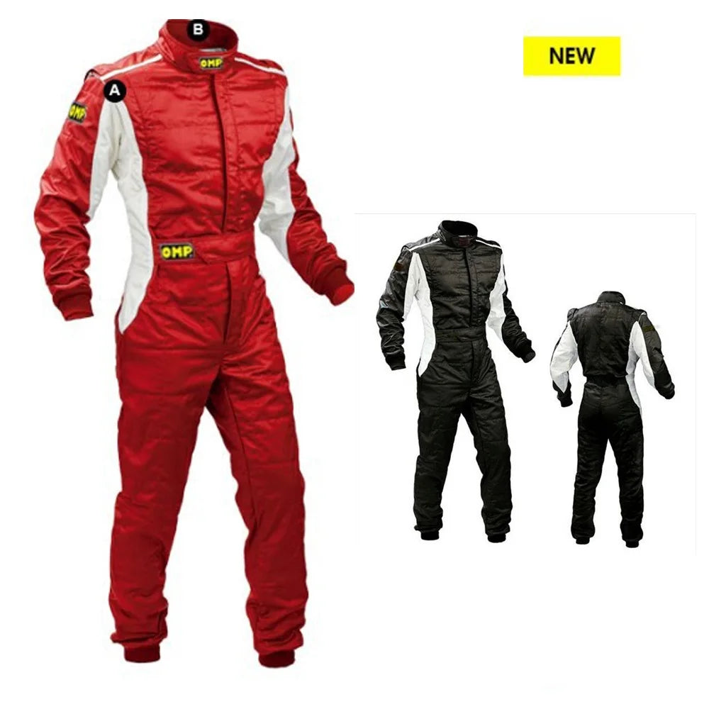 OMP Two-Tone Racing Suit Red and Black with White Panels