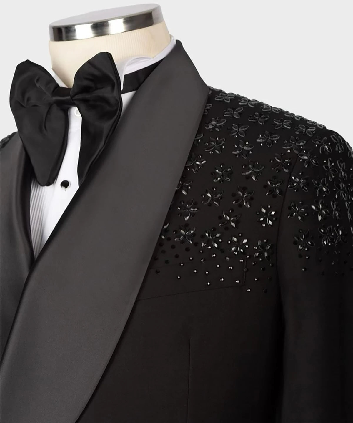 Costume de mariage pour homme, 2 pièces, coupe slim, avec perles et fleurs, sur mesure, pour occasions formelles, taille personnalisée