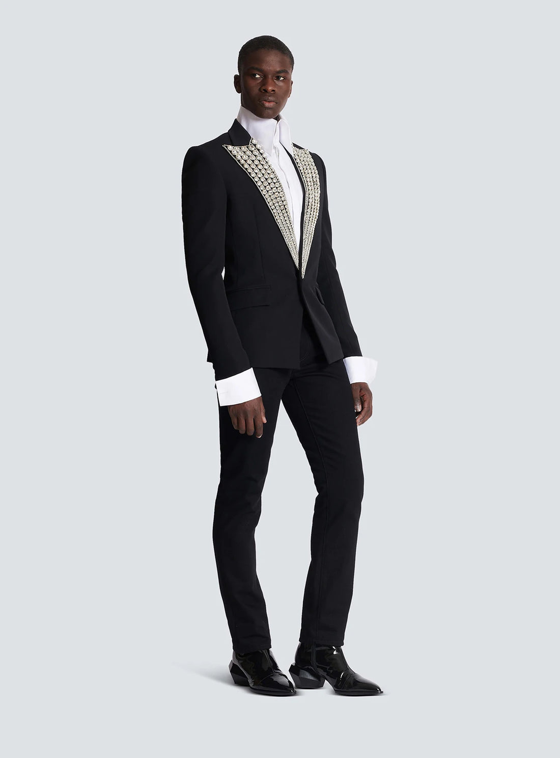 Wedding Men's Suit Shine Crystal Neck Fit Slim Belt 2-Pieces Tailor-Made Groom Formal Occasions Size Customized