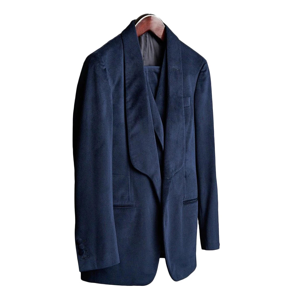 Costumes de mariage pour hommes automne-hiver, revers châle, smoking en velours, coupe slim, tenue de marié, tenue de soirée, 3 pièces, veste, pantalon et gilet
