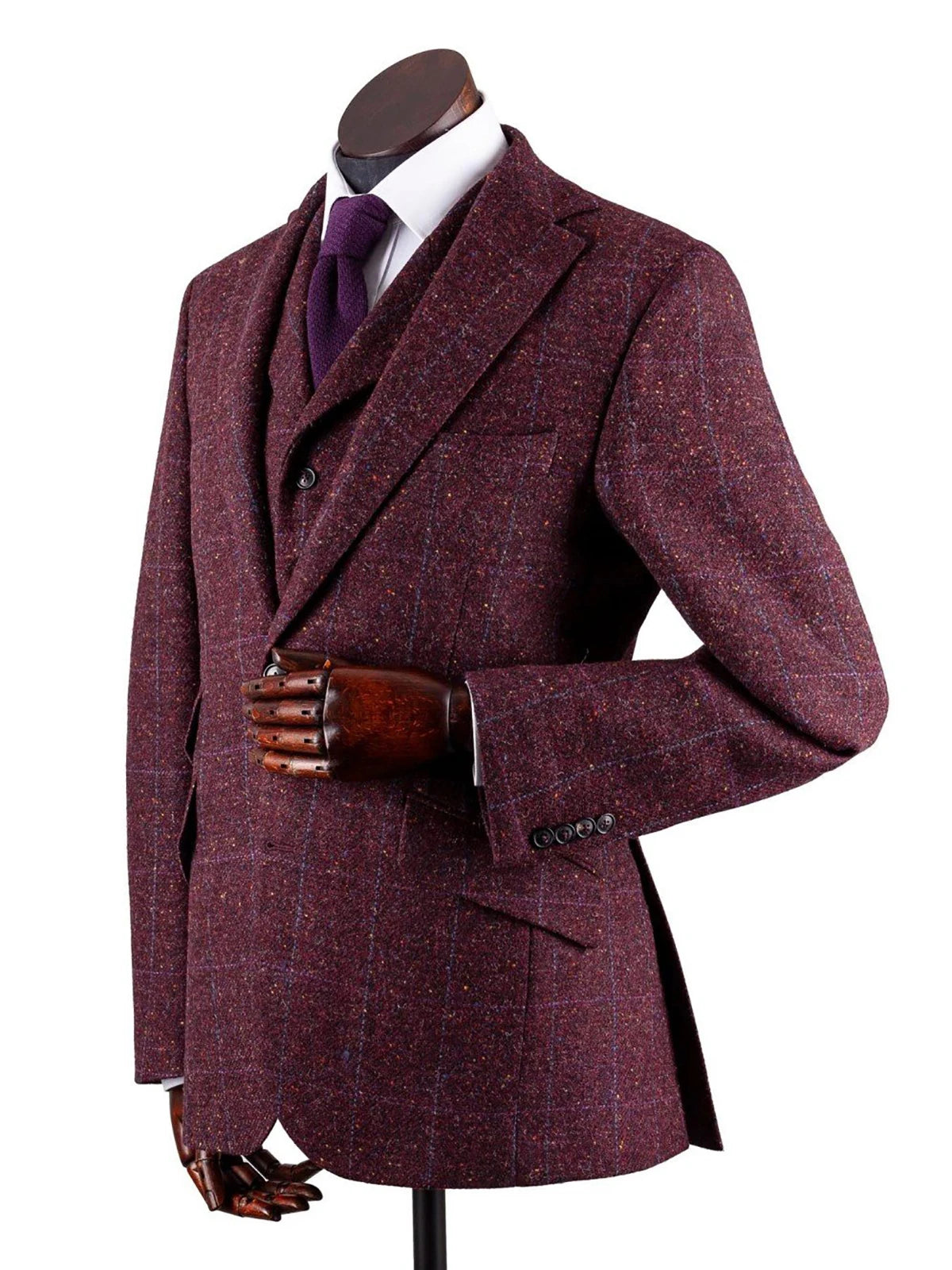 Costume de mariage en laine pour homme, ensemble 2 pièces, veste et gilet, coupe cintrée, revers crantés, pour soirée, affaires, hiver