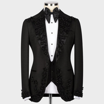 Traje de hombre con cuello de flor y cuentas de moda, nuevo, caballero, a medida, novio, 2 piezas, ocasiones formales, cantante, fiesta, talla personalizada.