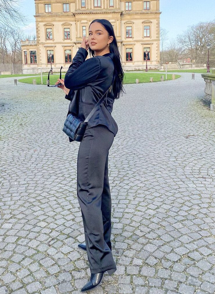 Black Women Pants Suits For Wedding Leisure Satin Silk Mother of the Bride Suit Evening Party Tuxedos Formal Wear 2 Pcs