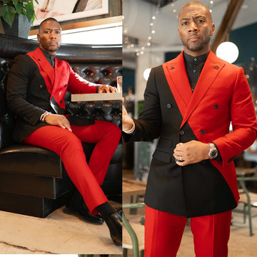 Trajes de boda para hombre con colores contrastantes a la moda, trajes de novio a medida, 2 piezas, abrigo y pantalón, para ocasiones formales, fiestas, cantantes.