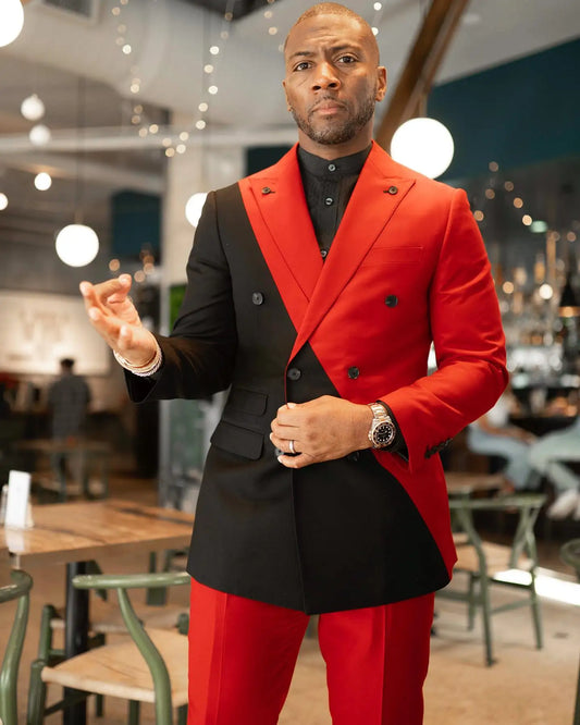 Trajes de boda para hombre con colores contrastantes a la moda, trajes de novio a medida, 2 piezas, abrigo y pantalón, para ocasiones formales, fiestas, cantantes.
