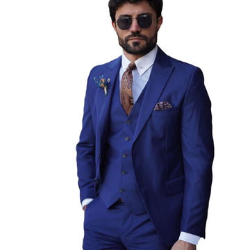 Costume Made Royal Blue Wedding Men Suits Gentleman Business Tailor-Made Groom 3-Piece Formal Occasions Party Singer