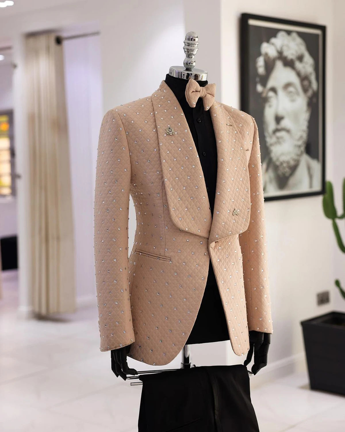 Fashion Crystal Men's Suit Wedding Suits Comfort 2-Pieces Slim Fit Tailor-Made Groom Groomsman Formal Occasions Size Customized