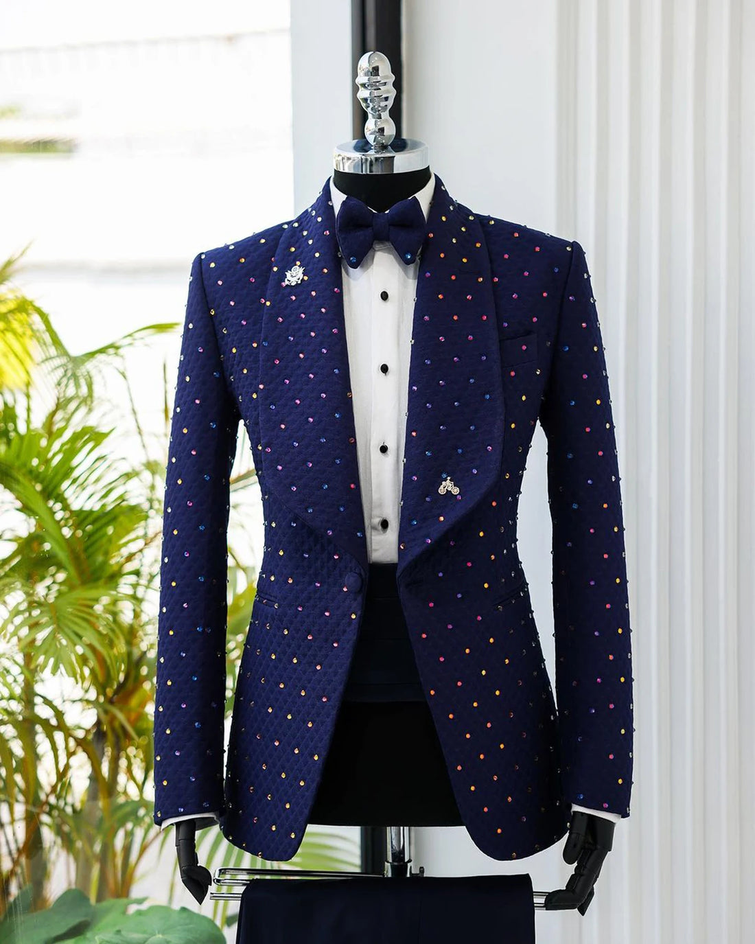 Trajes de moda para hombre, esmoquin para novio, traje formal, talla personalizada, solapa chal, 2 piezas, blazer y pantalón