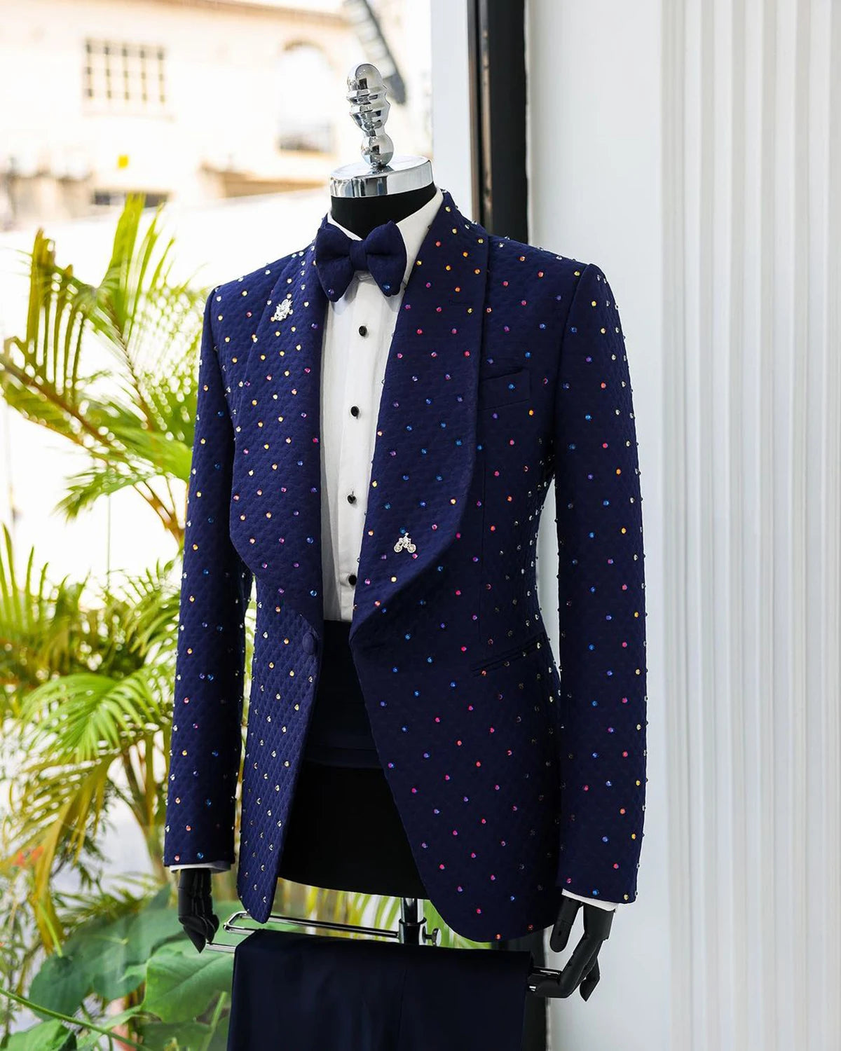 Trajes de moda para hombre, esmoquin para novio, traje formal, talla personalizada, solapa chal, 2 piezas, blazer y pantalón
