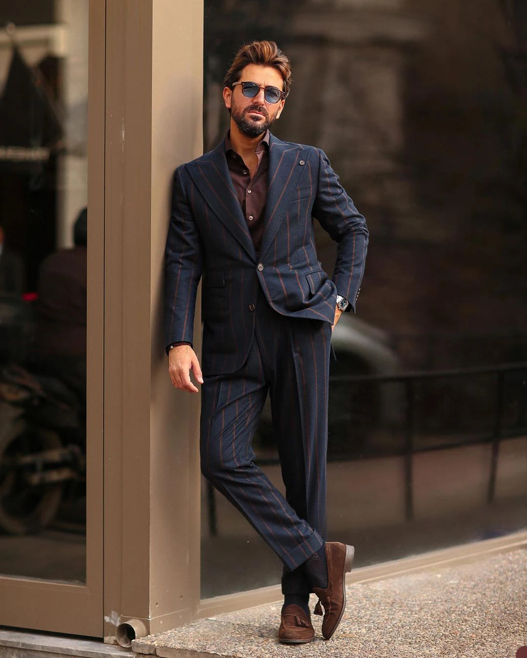 Trajes de hombre de moda exquisitos de dos piezas, corte entallado, abrigo y pantalón, esmoquin, chaqueta de fiesta, traje formal de alta calidad para ocasiones especiales.