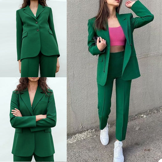 Green Women Coat Suits 2 Pieces Slim Fit Formal Celebrity Lady Wear Photograph Jacket Wear Party Prom Outfit