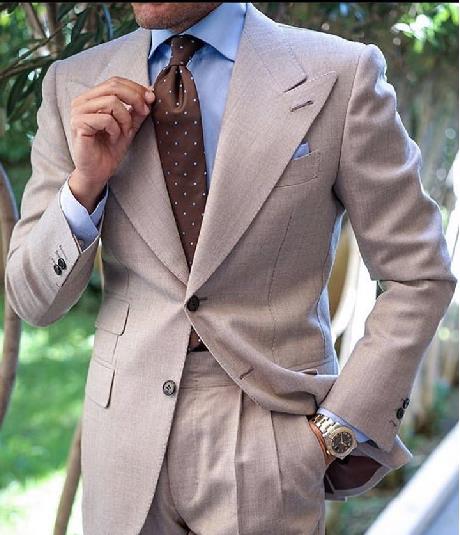 Traje marrón para hombre, esmoquin de novio, corte entallado, dos piezas, trajes de boda personalizados, blazer de graduación 