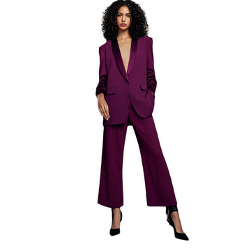 Women Pants Suits Burgundy Outfits Evening Party Mother of the Bride Wedding Formal Wear 2 pcs