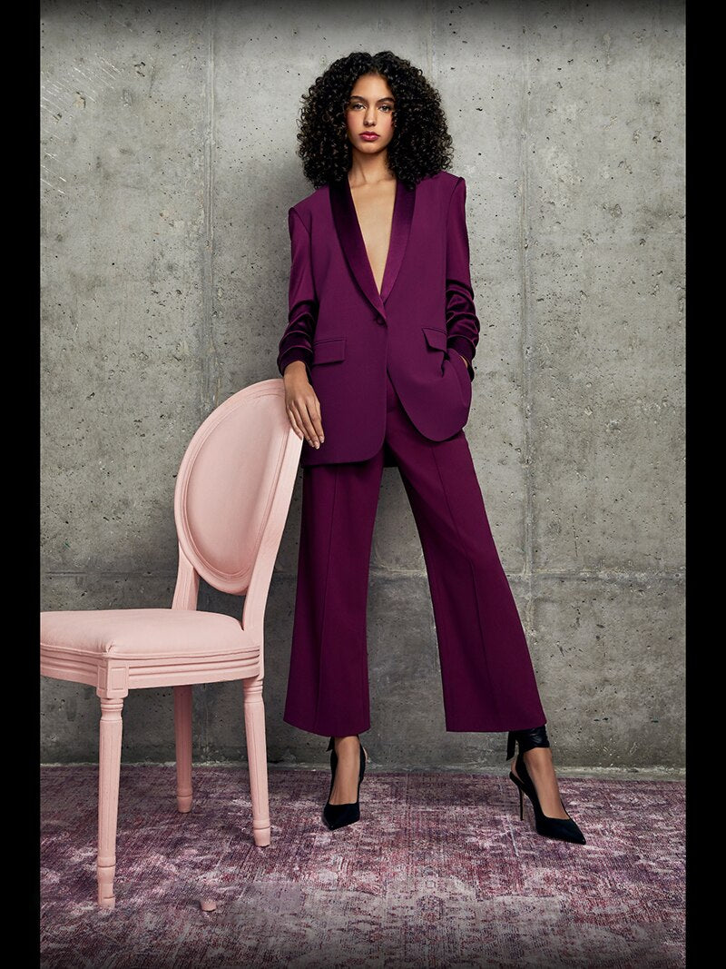 Women Pants Suits Burgundy Outfits Evening Party Mother of the Bride Wedding Formal Wear 2 pcs
