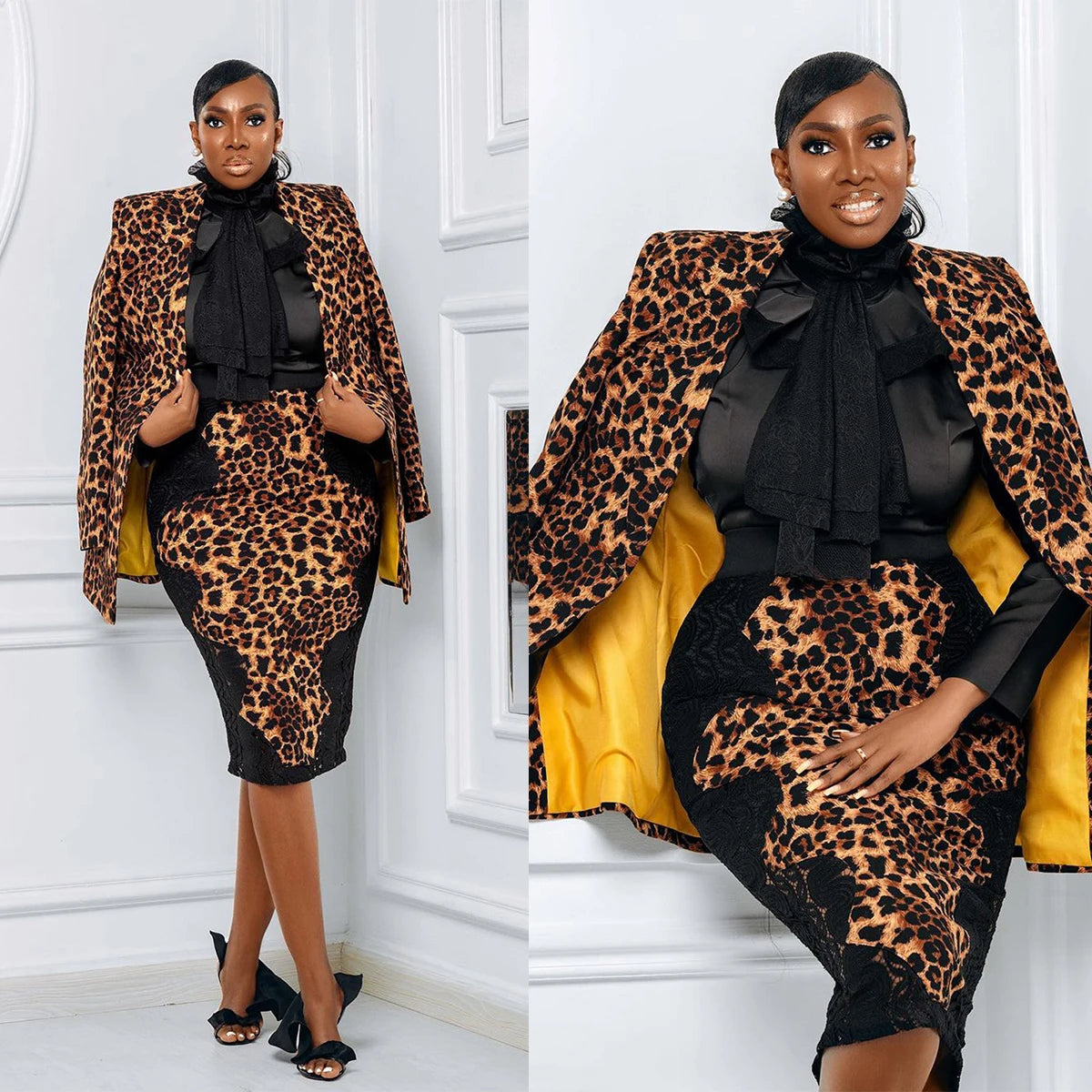 Veste longue léopard pour femme, blazer de mère de la mariée, sur mesure pour soirée, bal de promo, une seule pièce 