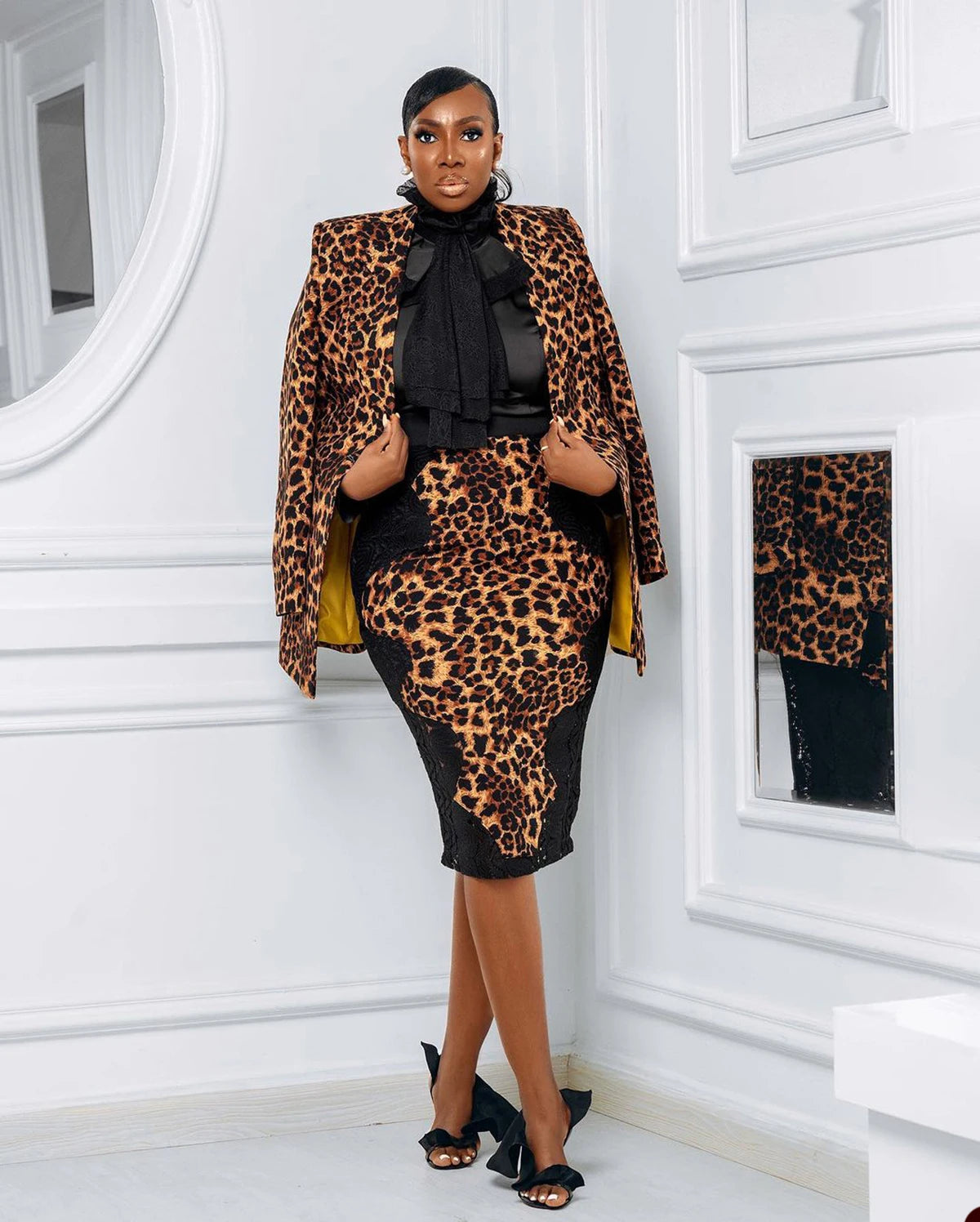 Veste longue léopard pour femme, blazer de mère de la mariée, sur mesure pour soirée, bal de promo, une seule pièce 