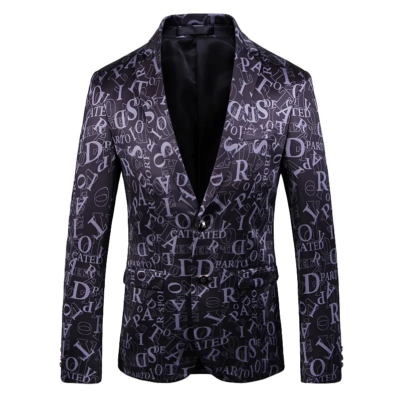 Traje informal con estampado de letras para hombre, conjunto de 2 piezas, esmoquin para padrino de boda, traje ajustado para novio 