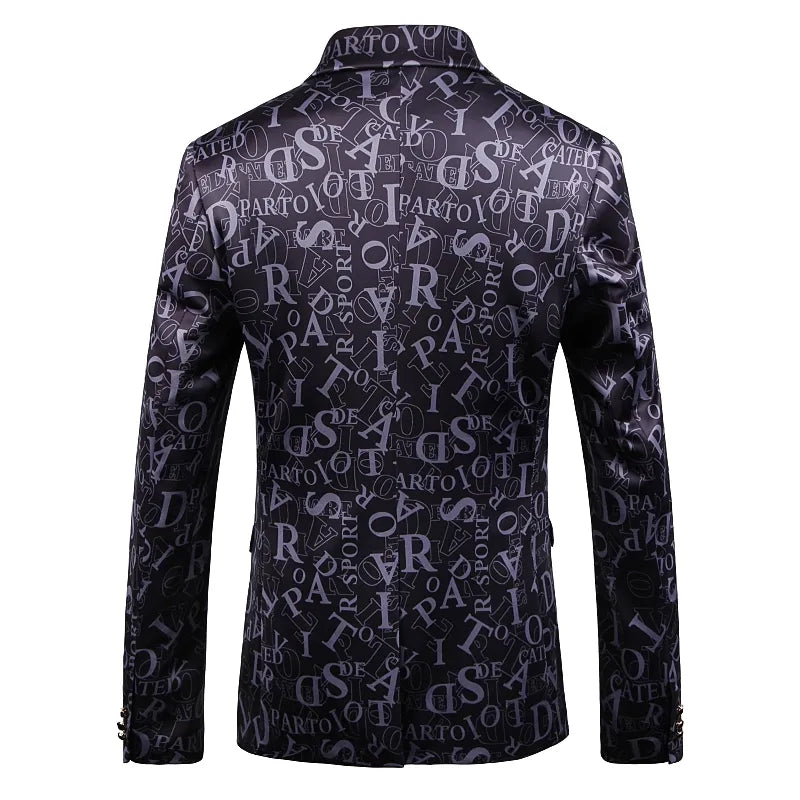 Traje informal con estampado de letras para hombre, conjunto de 2 piezas, esmoquin para padrino de boda, traje ajustado para novio 