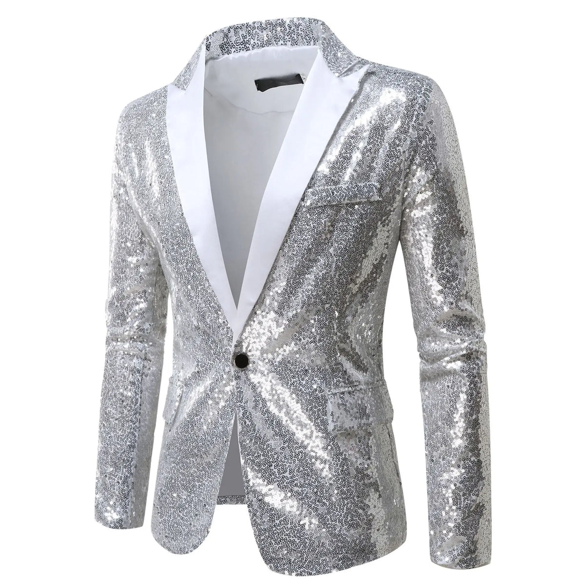 Veste de costume luxueuse à paillettes pour homme, verte/argentée, pour bar, karaoké, scène 