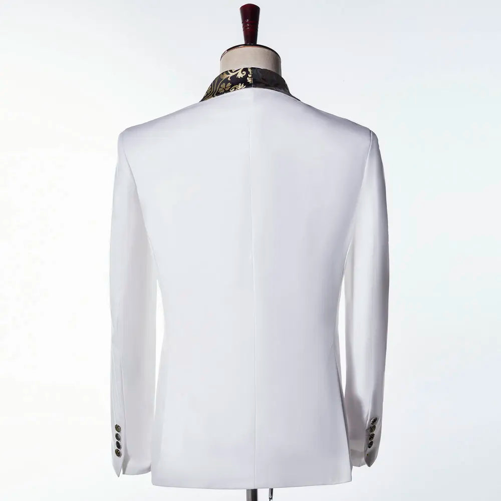 Trajes de moda para hombre, solo chaqueta, corte entallado, para padrinos de boda, con solapa estampada dorada, para fiesta de graduación, esmoquin, chaqueta para padrinos de boda, trajes de boda para hombre, 1 pieza