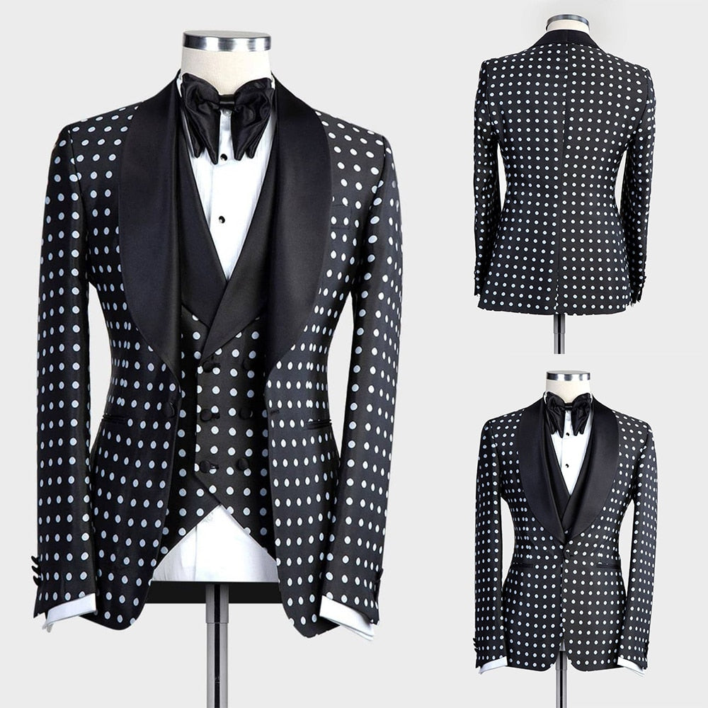 Trajes de moda para hombre, esmoquin a medida, 2 piezas, chaqueta y chaleco, blazer, fiesta de boda, cantante, novio, traje negro para hombre 