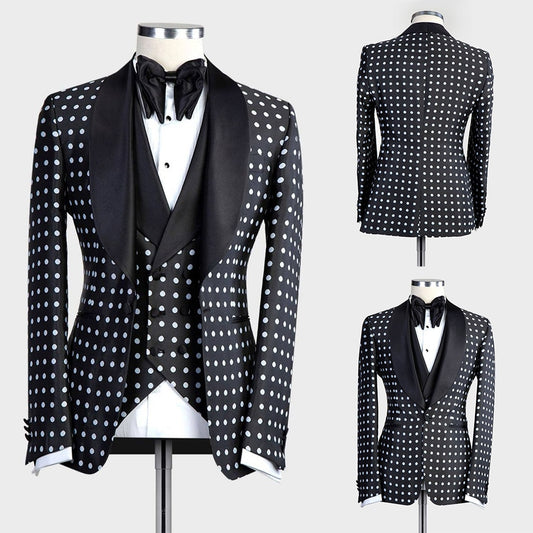 Trajes de moda para hombre, esmoquin a medida, 2 piezas, chaqueta y chaleco, blazer, fiesta de boda, cantante, novio, traje negro para hombre 
