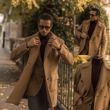 Trajes de moda para hombre, esmoquin de una pieza, chaqueta de mezcla de lana, largo medio, para boda, fiesta, cantante, novio, traje negro