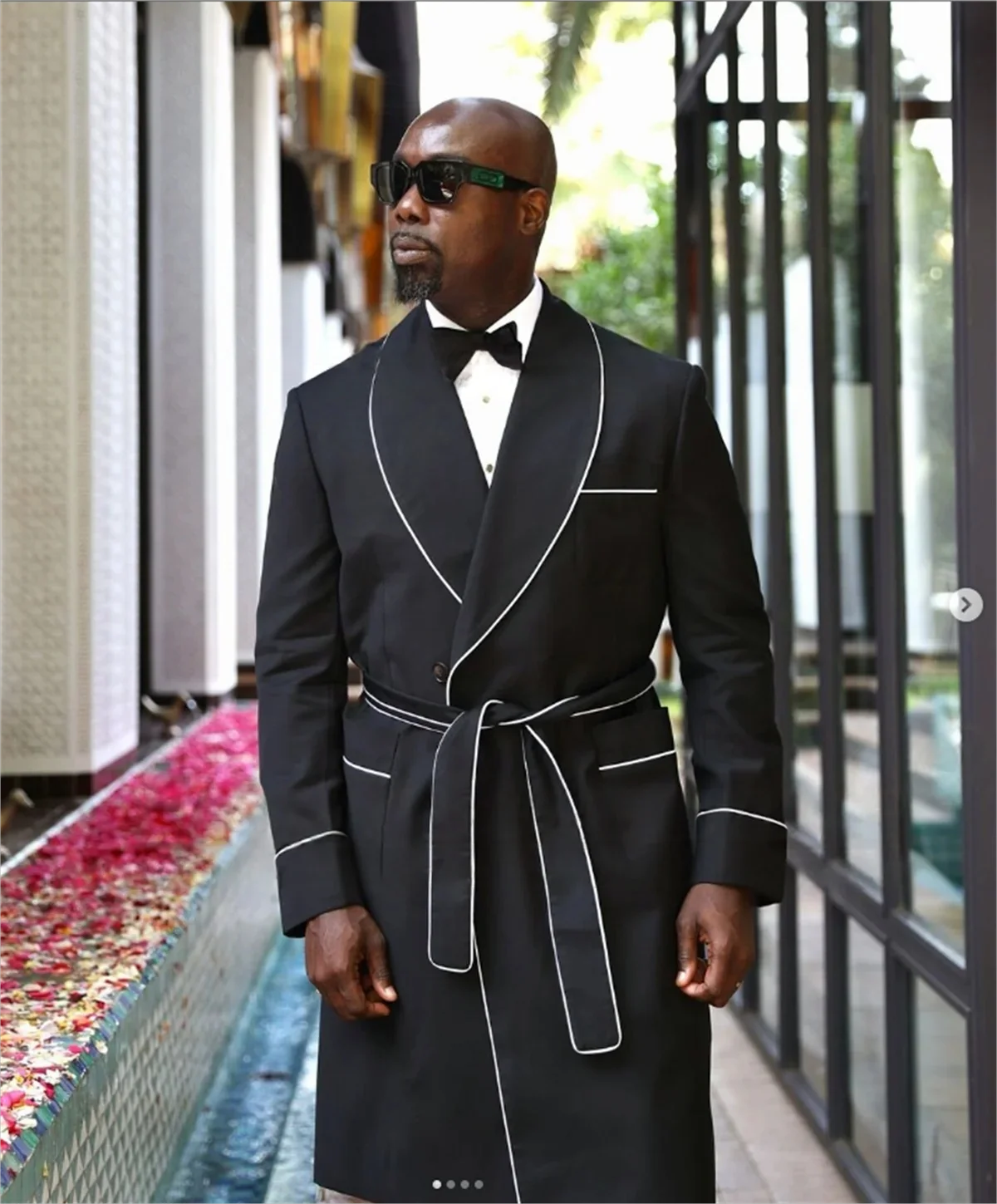 Costumes de mariage pour hommes à la mode, manteau long, revers châle, smoking croisé, marié, blazer d'affaires, veste et ceinture uniquement