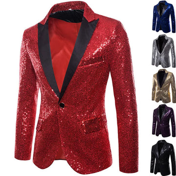 Men's Dance Party Sequin Suit Jacket Gold / Silver / Black / Red  Singer Host Stage Dress Blazers Men Luxury Clothing