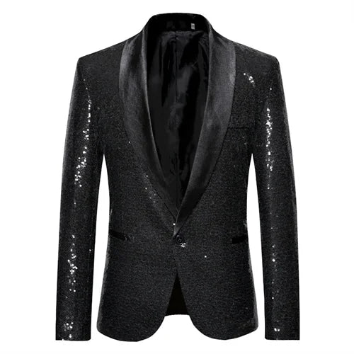 Chaqueta de traje con lentejuelas para hombre, para fiesta de baile, dorada, plateada, negra y roja, ideal para cantantes, presentadores y escenarios, ropa de lujo para hombre. 