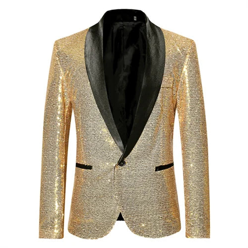 Chaqueta de traje con lentejuelas para hombre, para fiesta de baile, dorada, plateada, negra y roja, ideal para cantantes, presentadores y escenarios, ropa de lujo para hombre. 