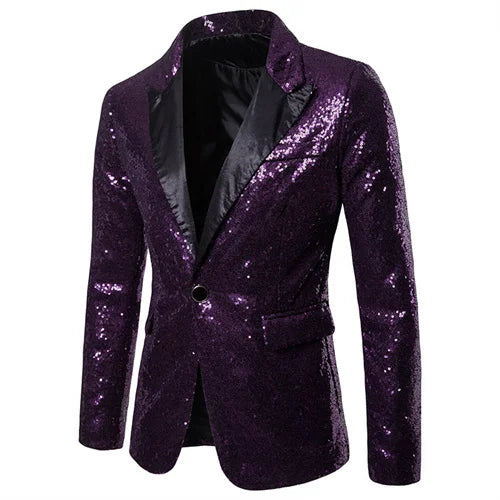 Chaqueta de traje con lentejuelas para hombre, para fiesta de baile, dorada, plateada, negra y roja, ideal para cantantes, presentadores y escenarios, ropa de lujo para hombre. 