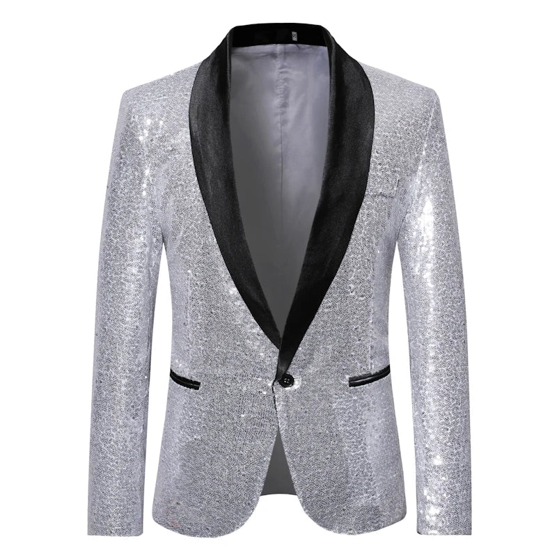 Chaqueta de traje con lentejuelas para hombre, para fiesta de baile, dorada, plateada, negra y roja, ideal para cantantes, presentadores y escenarios, ropa de lujo para hombre. 