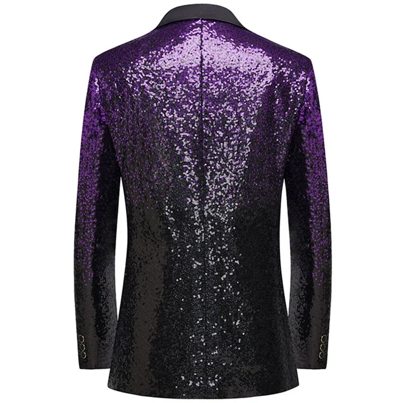Traje de lentejuelas para hombre, 2 piezas, para bar, karaoke, escenario, actuación, ropa con degradado