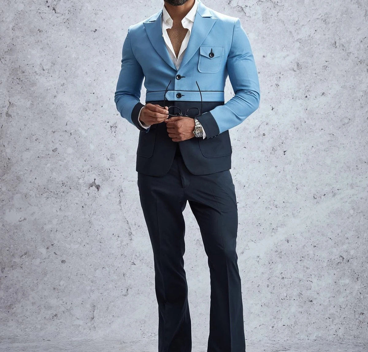 Costume de mariage pour homme, couleur contrastée, smoking, revers en pointe, coupe slim, tenue de marié, tenue de bureau, 2 pièces, veste et pantalon