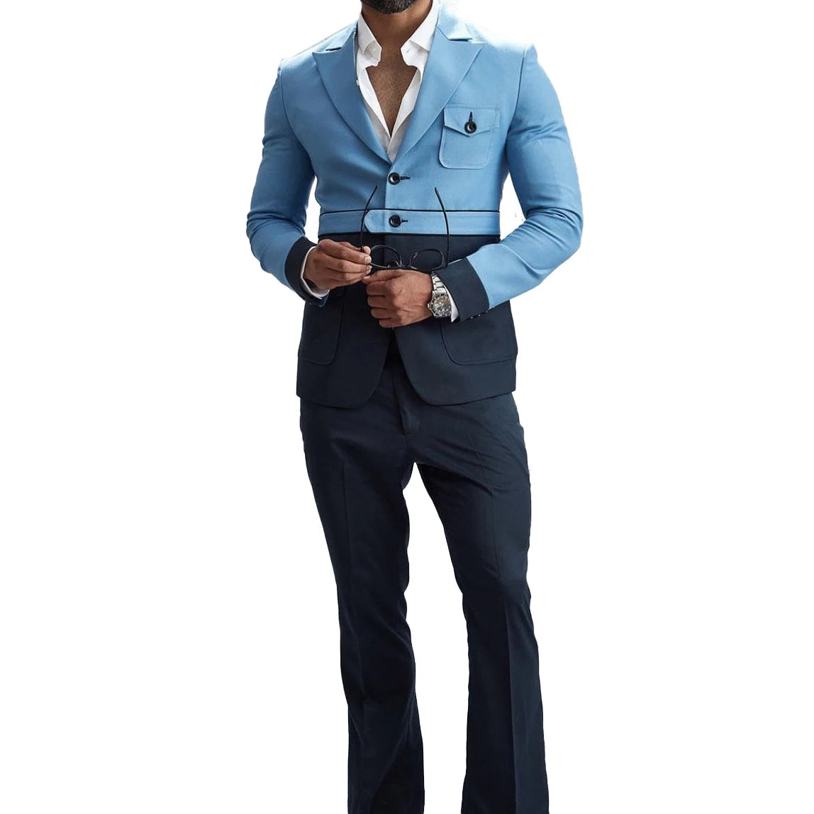Costume de mariage pour homme, couleur contrastée, smoking, revers en pointe, coupe slim, tenue de marié, tenue de bureau, 2 pièces, veste et pantalon
