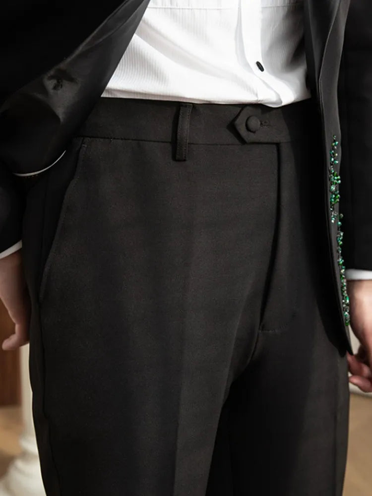 Ensemble deux pièces blazer et veste brodés de diamants pour homme, coupe slim, costume formel pour spectacle, banquet et affaires