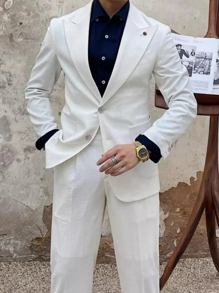 Ensemble deux pièces pour homme, blazer et pantalon, coupe slim, décontracté, tenue de travail, de soirée, de mariage