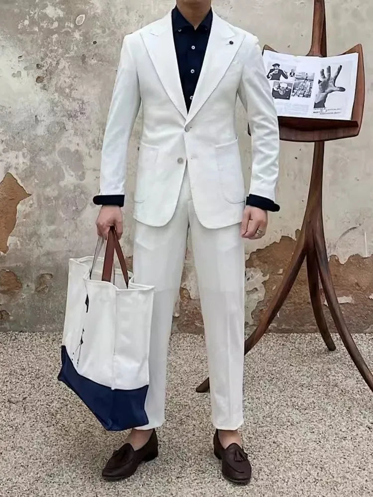 Ensemble deux pièces pour homme, blazer et pantalon, coupe slim, décontracté, tenue de travail, de soirée, de mariage