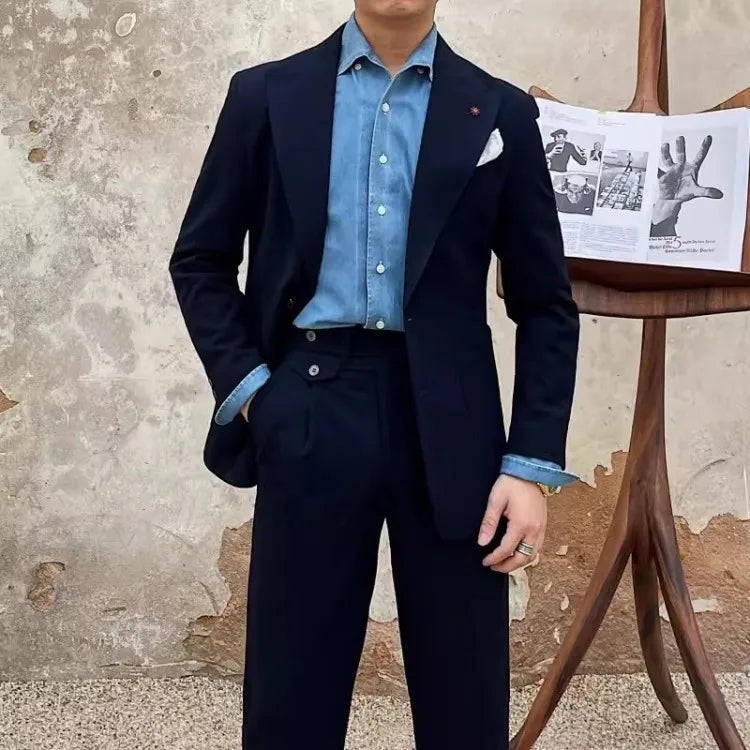 Ensemble deux pièces pour homme, blazer et pantalon, coupe slim, décontracté, tenue de travail, de soirée, de mariage