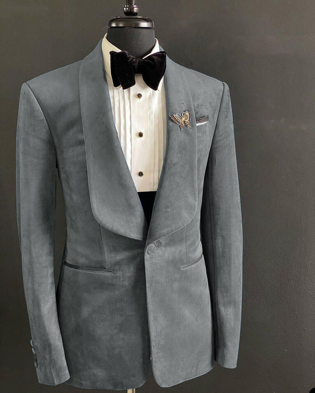 Costume deux pièces en flanelle pour homme, style vintage, veste et pantalon, sur mesure, en velours, idéal pour un mariage, tendance en hiver 