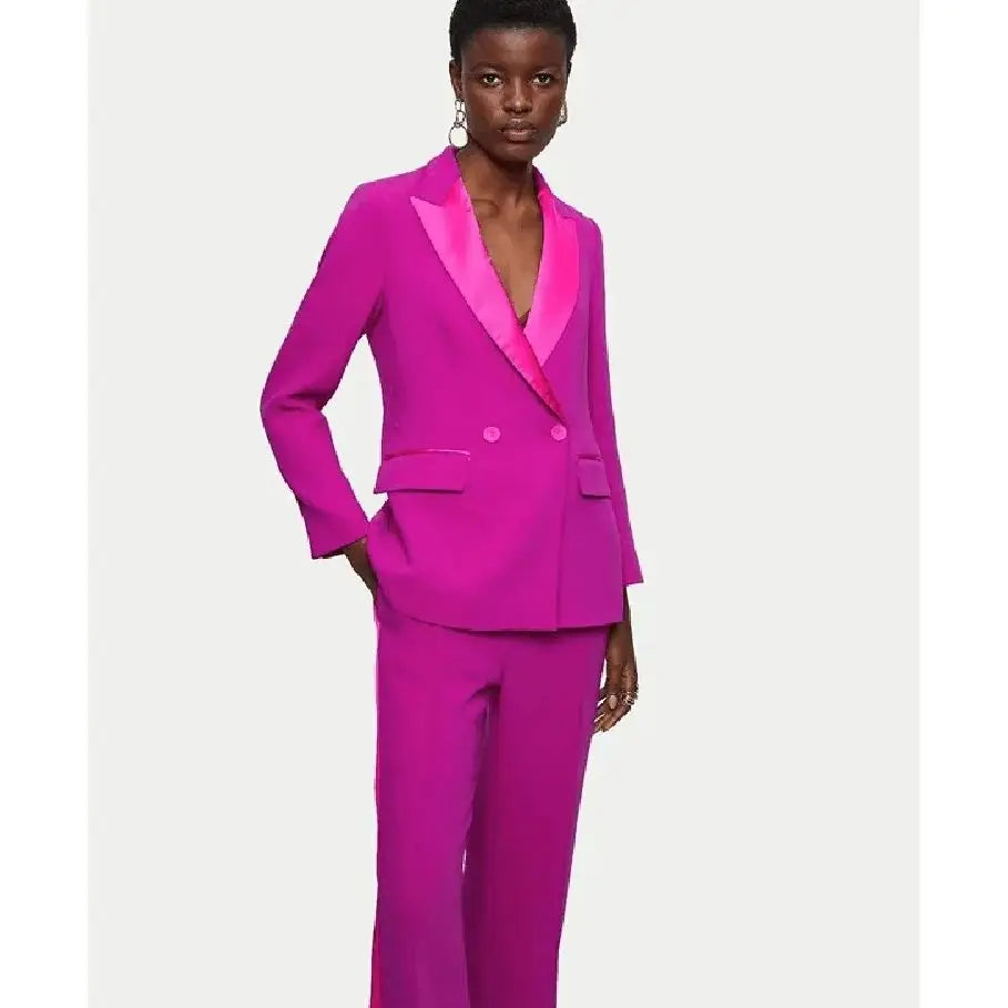 Costume pantalon rose pour mère de la mariée, robe de soirée croisée, sur mesure, tenue d'invité de mariage 