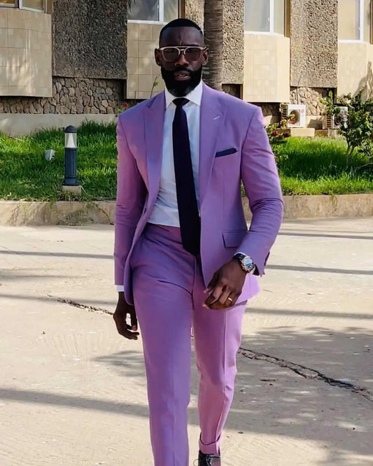 Traje de boda morado para hombre, esmoquin de novio, pantalones, traje de fiesta, graduación, chaqueta, traje de negocios, 2 piezas