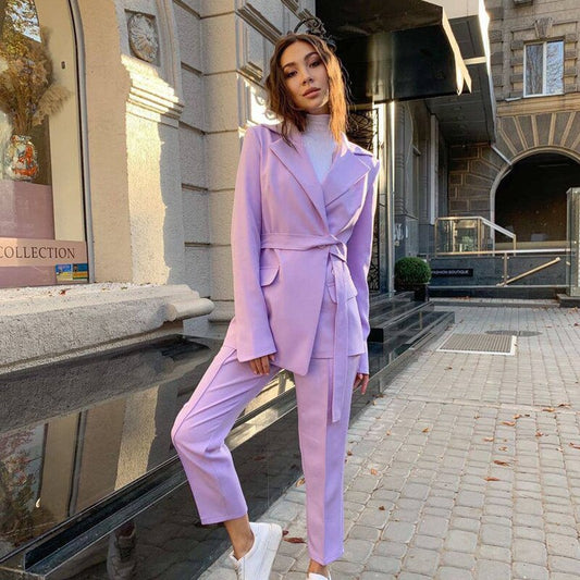 Purple Slim Mother of the Bride Pants Suits Women Ladies Formal Evening Party Tuxedos Formal Work Wear For Wedding 2 pcs