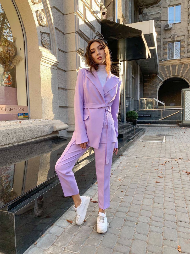 Trajes de pantalón morados ajustados para madre de la novia, para mujer, para fiesta de noche formal, esmoquin, ropa de trabajo formal para boda, 2 piezas 